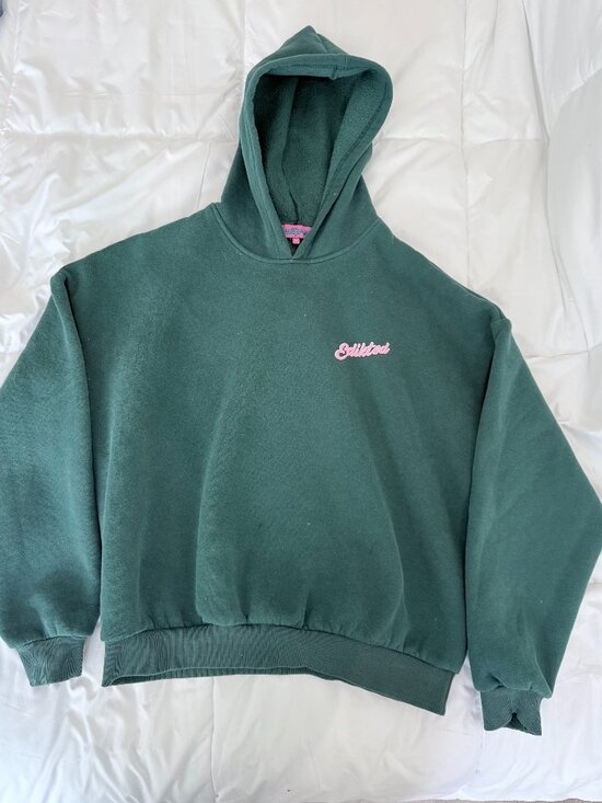 Edikted Tops - Edikted Sports Forest Green Oversized Hoodie Pink Pullover Sweatshirt Sz Medium